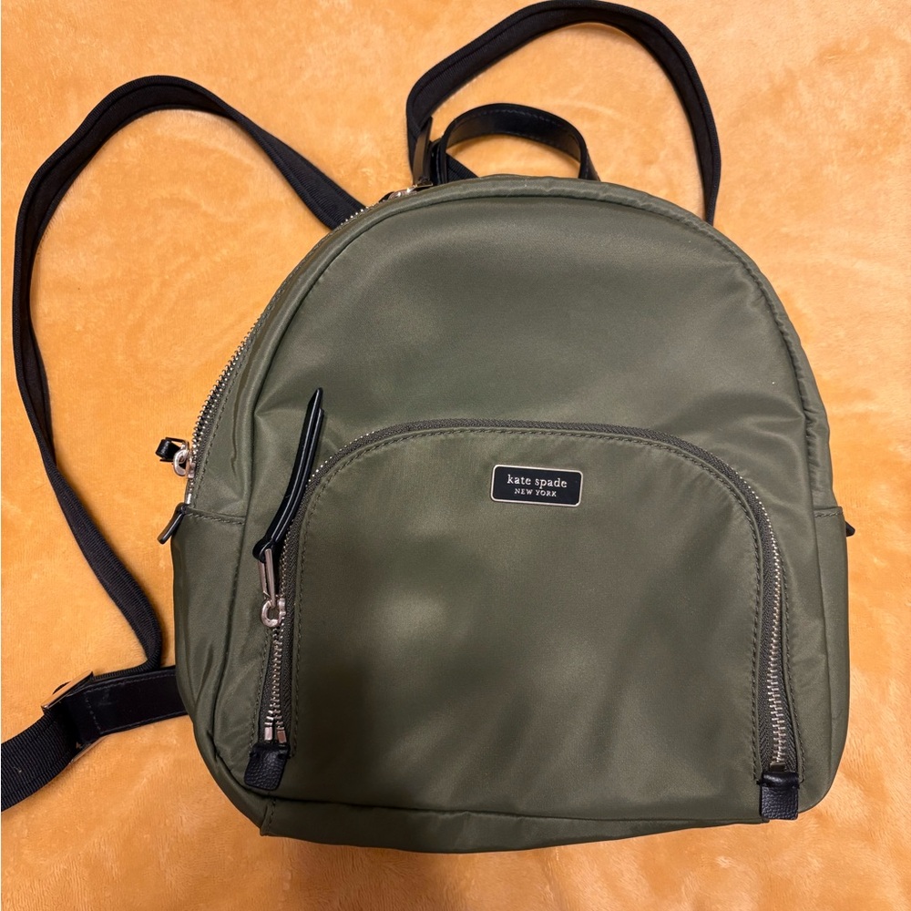 Kate Spade Olive Backpack with Black Accents